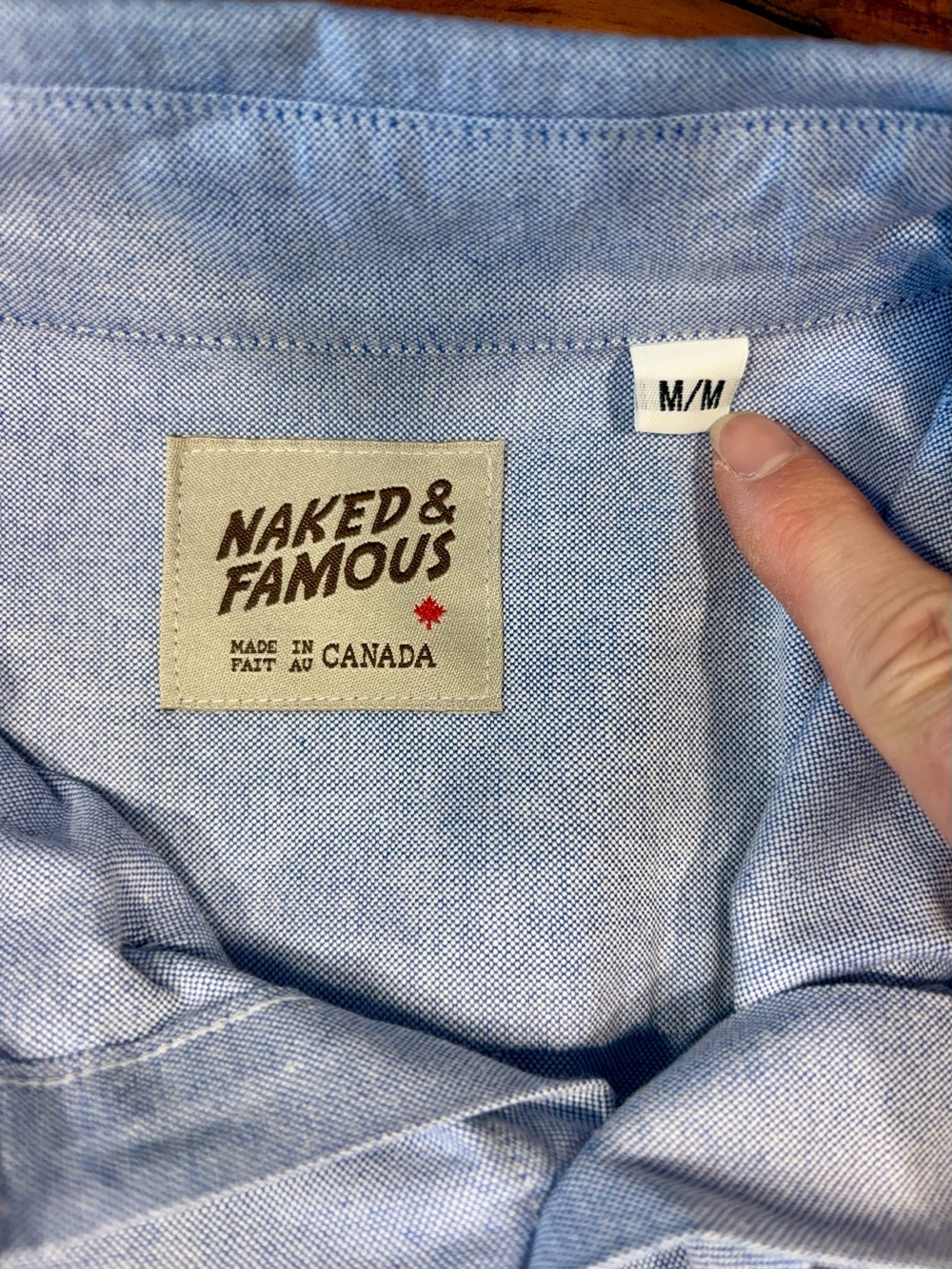 Naked and Famous Men’s Light Blue Japanese Oxford Cloth Shirt - Medium